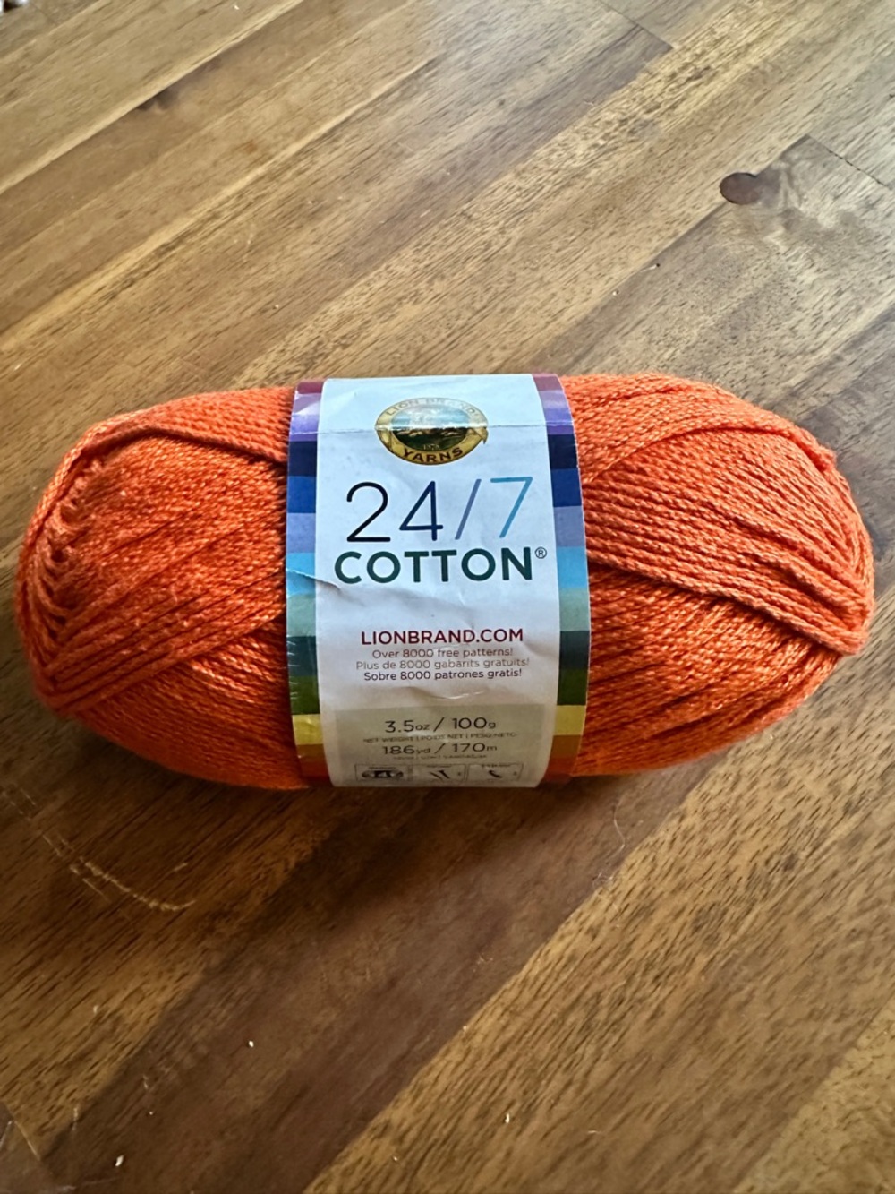 Lion Brand 24/7 Cotton Yarn in Tangerine